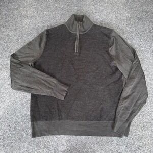 Canali Mens 100% Lana Wool Quarter Zip Sweater Gray Textured Made in Italy Sz 52